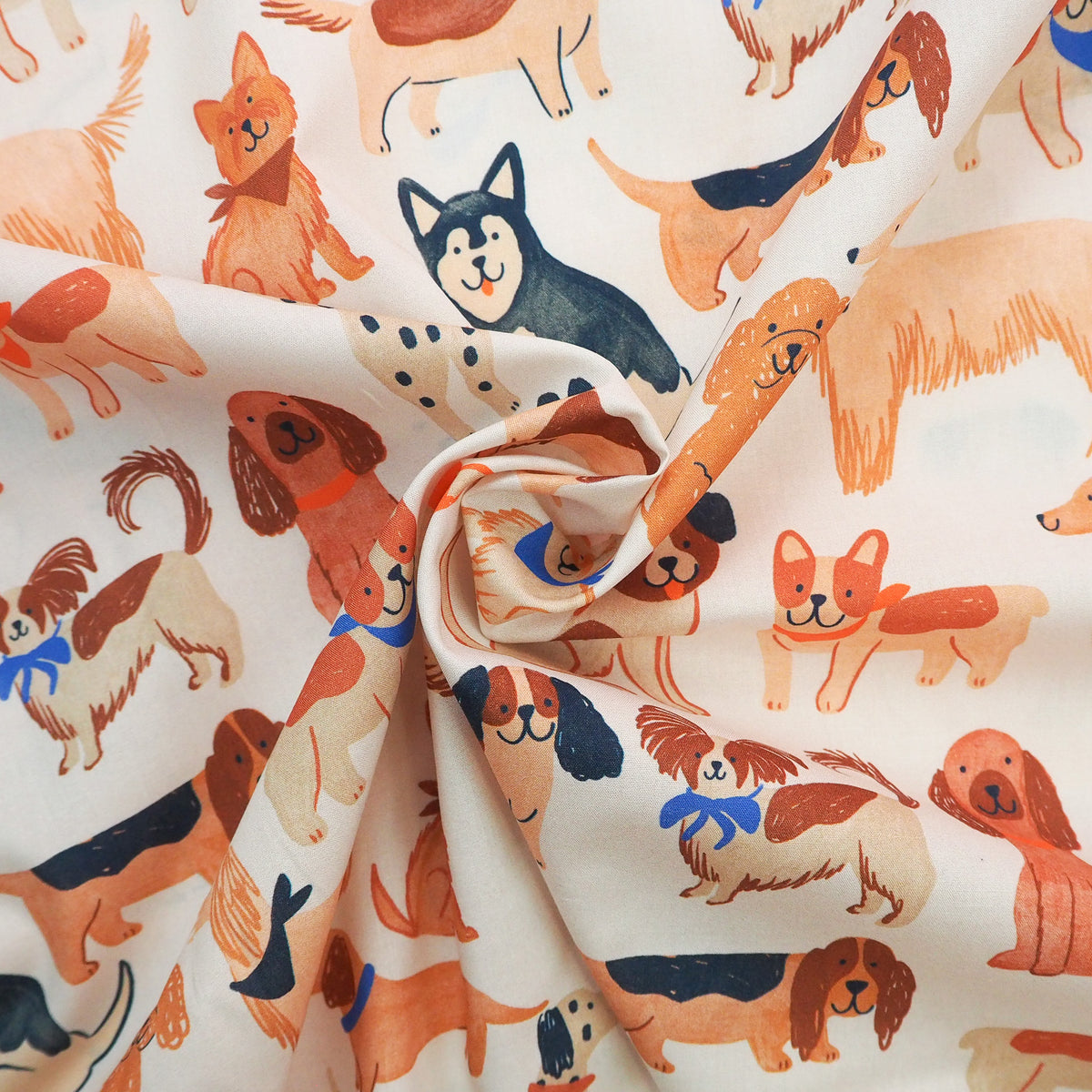 Picture of Dogs Off White - Cotton Poplin – Grid Fabrics