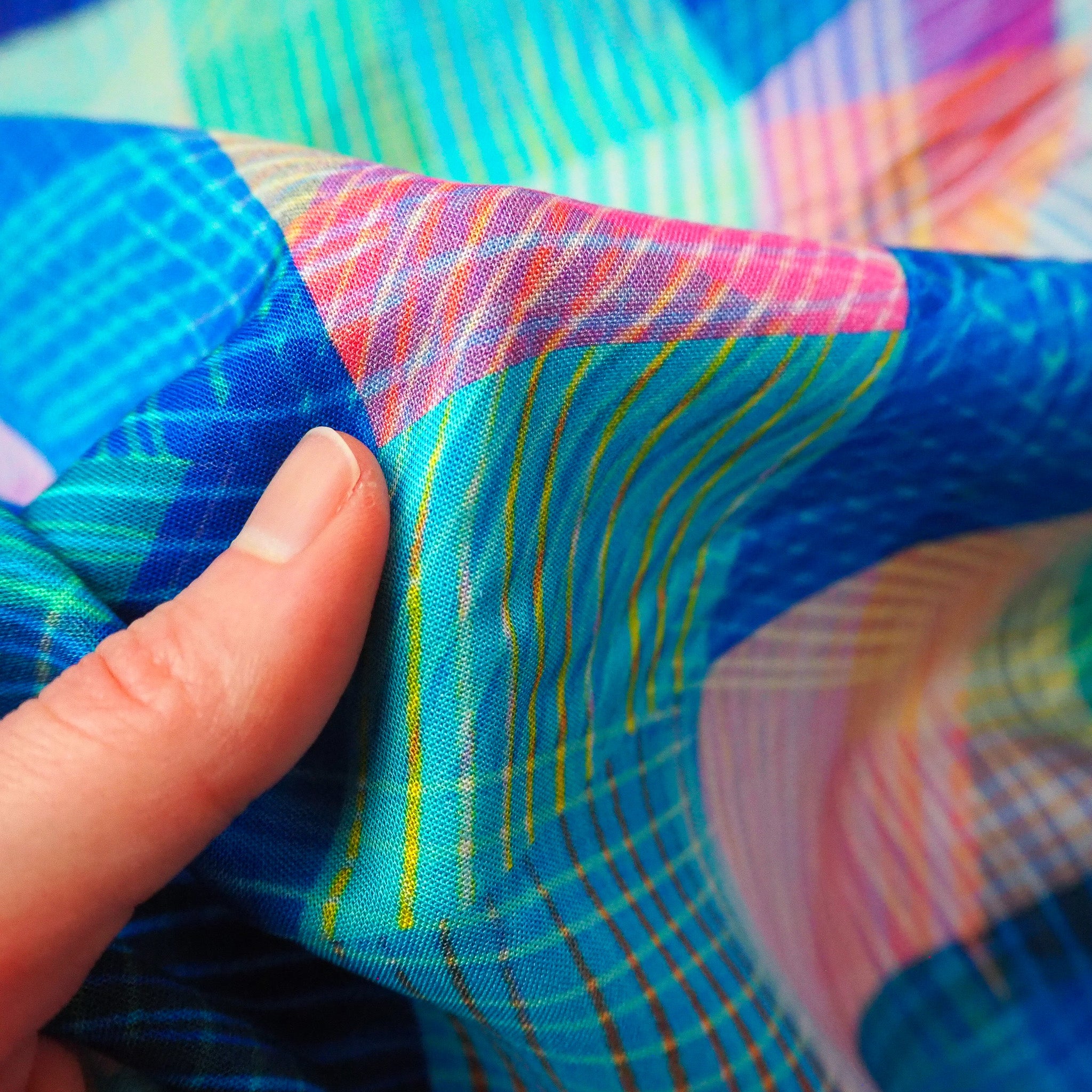 Chroma Blue Lines - Rayon – Grid Fabrics