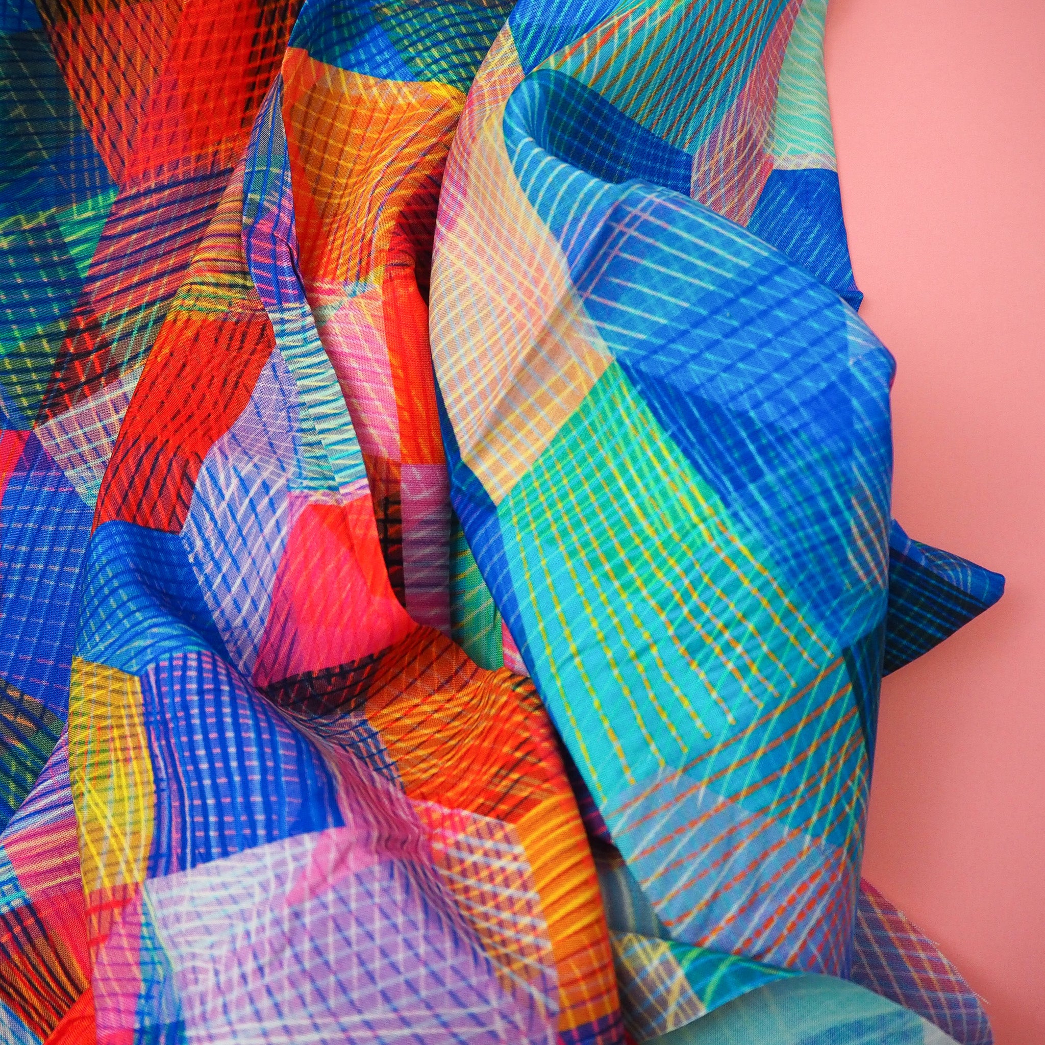 Chroma Blue Wave - Rayon – Grid Fabrics
