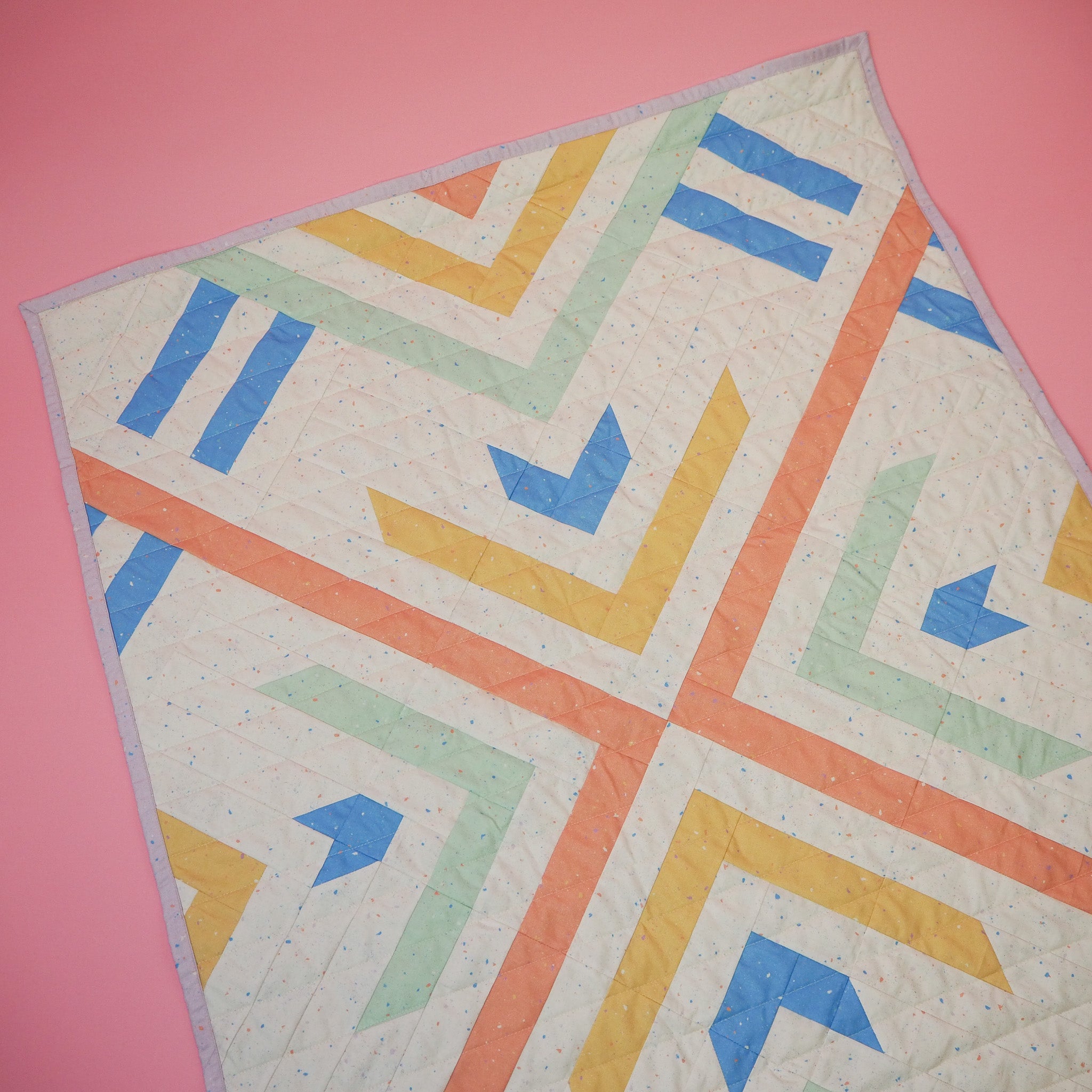 Rainbow Terrazzo Quilt Kit Grid Fabrics