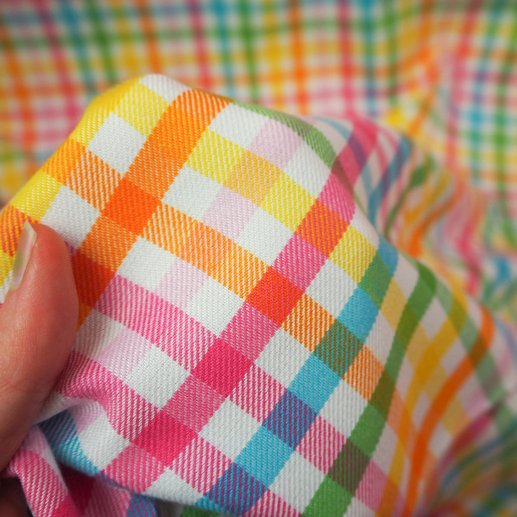 Bright Rainbow Tartan - Polyviscose – Grid Fabrics