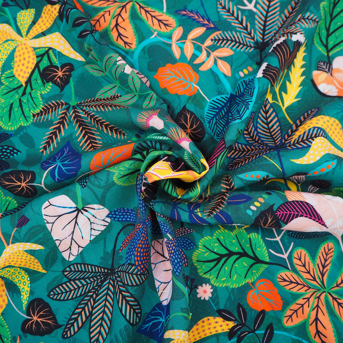 Gardenia Jungle Green - Rayon – Grid Fabrics