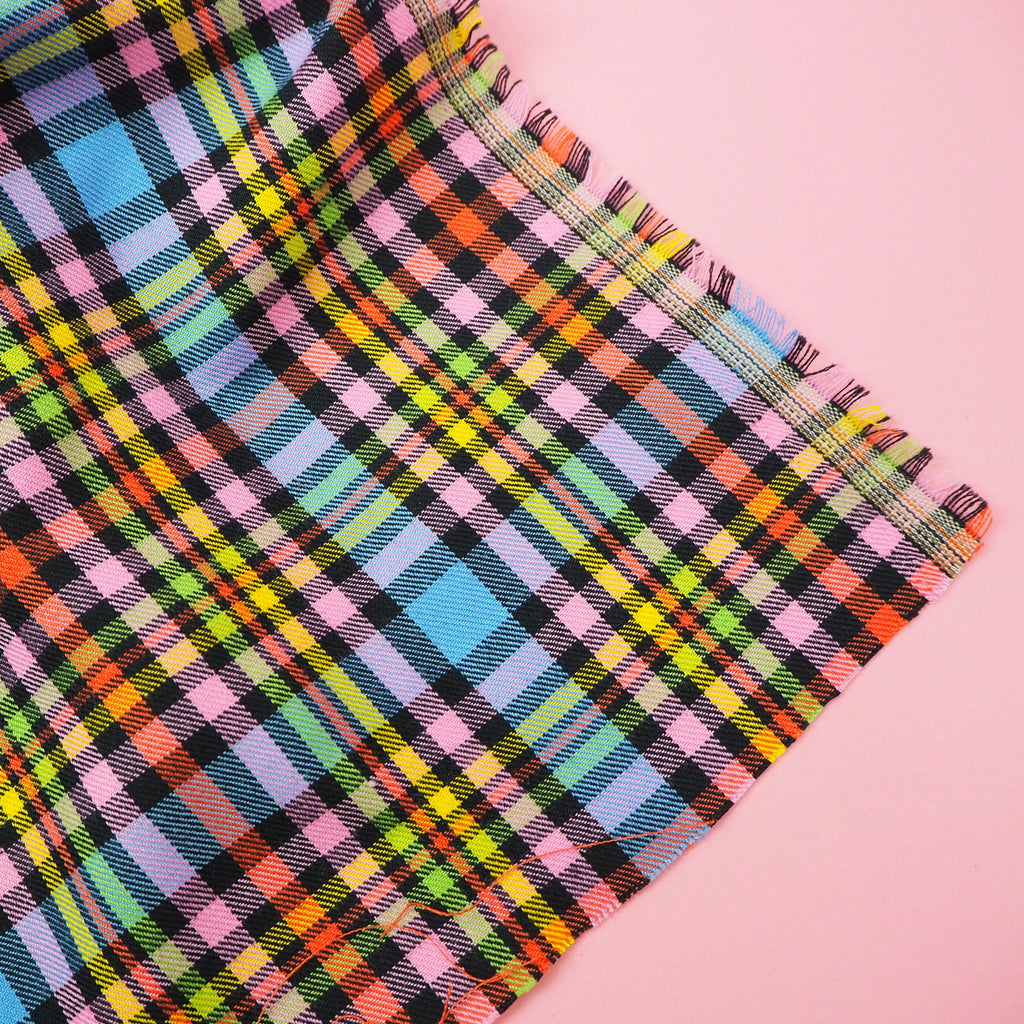 Prismatic Rainbow Tartan - Polyviscose – Grid Fabrics