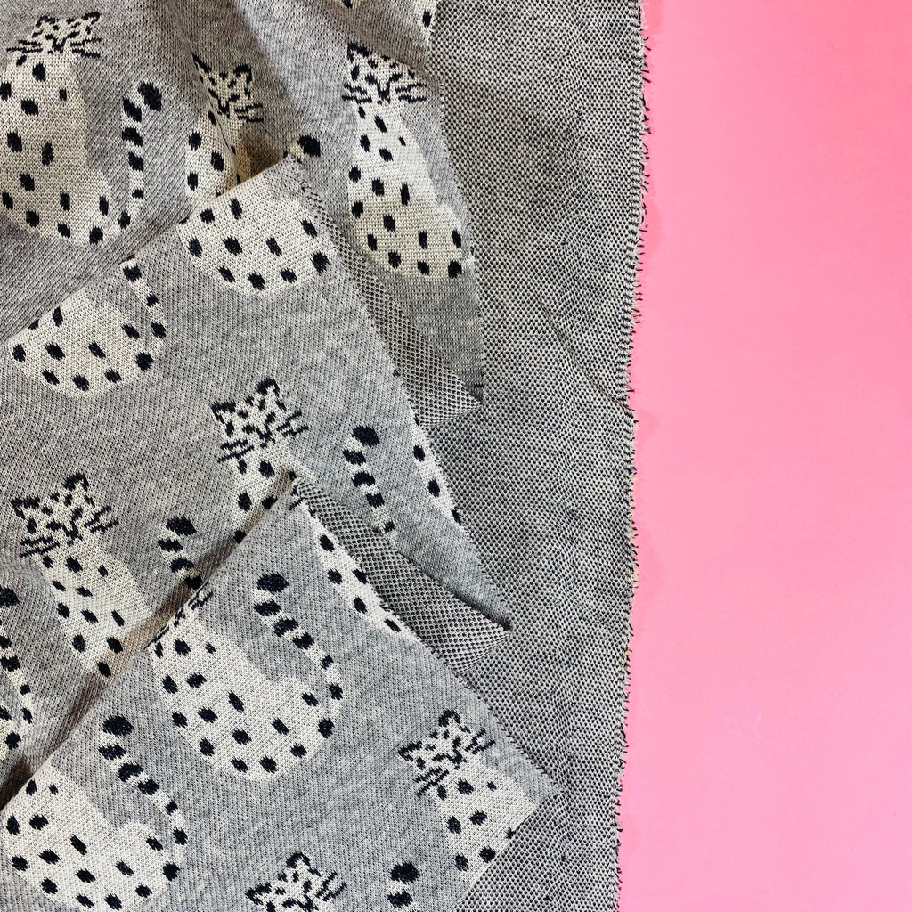Leopard White/Grey - Knit Jacquard – Grid Fabrics